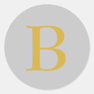Sticker Rond Monogramme couleur or gris moderne Ajouter un nom 
