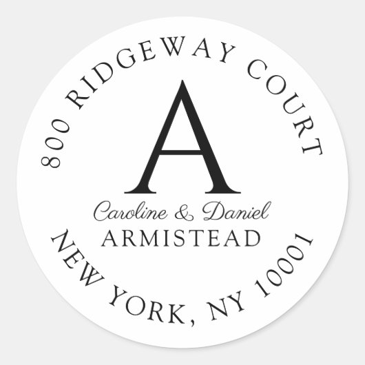 Sticker Rond Monogramme Couple Floral Adresse de retour initial (Devant)