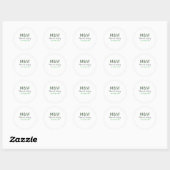 Sticker Rond Monogramme couple gris vert moderne date romantiqu (Feuille)