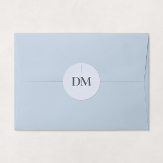 Sticker Rond Monogramme Croix Bleu Grâce