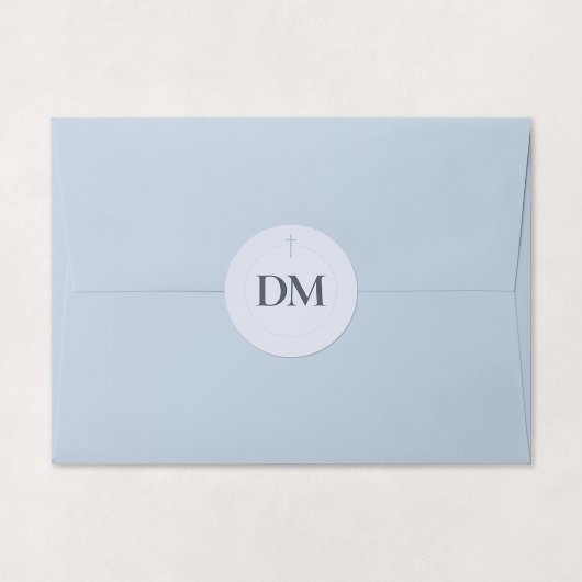 Sticker Rond Monogramme Croix Bleu Grâce