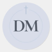 Sticker Rond Monogramme Croix Bleu Grâce (Devant)
