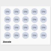Sticker Rond Monogramme Croix Bleu Grâce (Feuille)