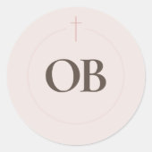 Sticker Rond Monogramme Croix Grace Blush (Devant)