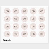 Sticker Rond Monogramme Croix Grace Blush (Feuille)