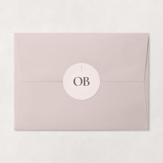 Sticker Rond Monogramme Croix Grace Blush