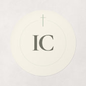 Sticker Rond Monogramme Croix Grace Sage