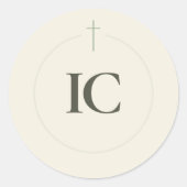 Sticker Rond Monogramme Croix Grace Sage (Devant)