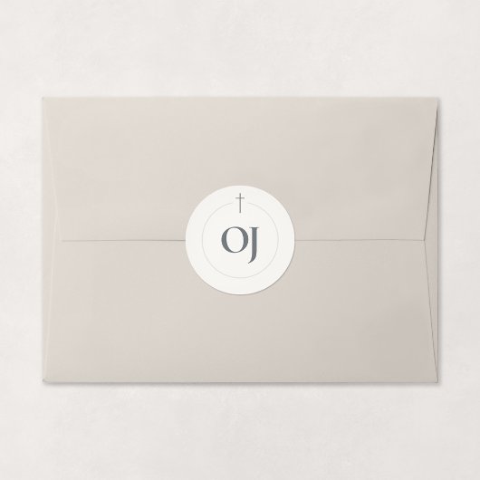 Sticker Rond Monogramme Croix Grace Stone