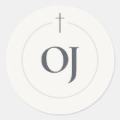 Sticker Rond Monogramme Croix Grace Stone (Devant)