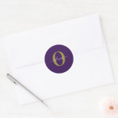 Sticker Rond Monogramme customisé Nom du script Purple White Go (Enveloppe)