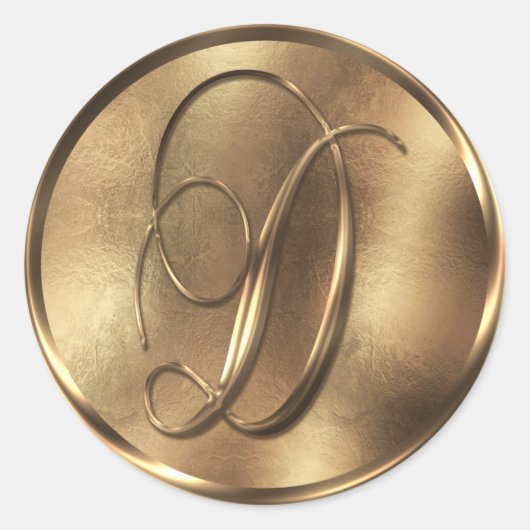 Sticker Rond Monogramme D Faire-part de mariage de bronze (Devant)