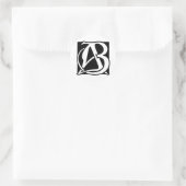 Sticker Rond Monogramme d'ab avec l'arrière - plan noir (Sac)