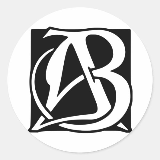 Sticker Rond Monogramme d'ab avec l'arrière - plan noir (Devant)
