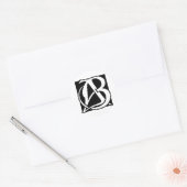 Sticker Rond Monogramme d'ab avec l'arrière - plan noir (Enveloppe)