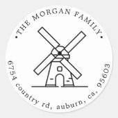 Sticker Rond Monogramme d'adresse de retour d'illustration de m (Devant)