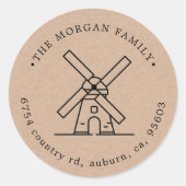 Sticker Rond Monogramme d'adresse de retour d'illustration de m (Devant)