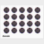Sticker Rond Monogramme Dalmatien noir et rose (Feuille)