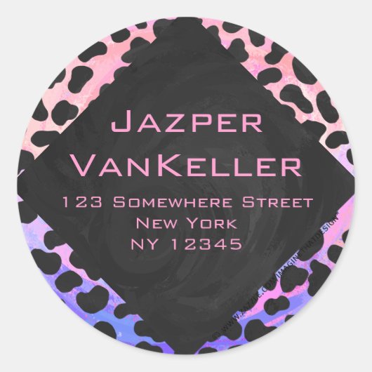 Sticker Rond Monogramme Dalmatien noir et rose (Devant)