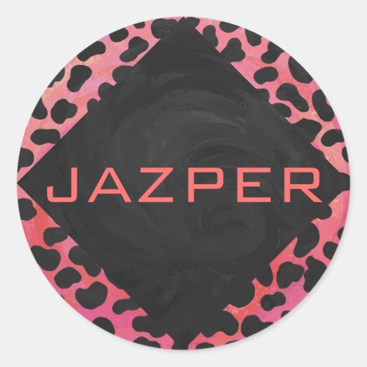 Sticker Rond Monogramme Dalmatien Noir et Rouge (Devant)