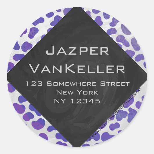 Sticker Rond Monogramme Dalmatien violet et blanc (Devant)