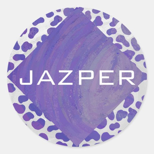 Sticker Rond Monogramme Dalmatien violet et blanc (Devant)