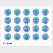 Sticker Rond Monogramme d'aquarelle bleu rustique | Adresse ron (Feuille)