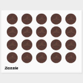 Sticker Rond Monogramme d'aquarelle Brown (Feuille)