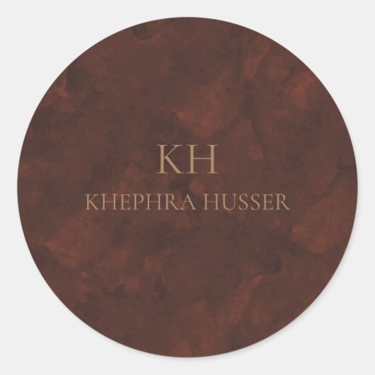 Sticker Rond Monogramme d'aquarelle Brown (Devant)