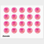 Sticker Rond Monogramme d'aquarelle rose rustique | Adresse ron (Feuille)