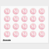 Sticker Rond Monogramme d'aquarelle simple (Feuille)