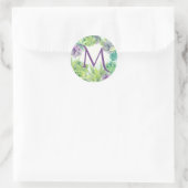 Sticker Rond Monogramme d'aquarelle Succulente (Sac)
