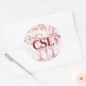 Sticker Rond Monogramme d'art Vintage rose (Enveloppe)