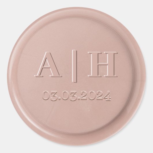 Sticker Rond Monogramme Date Pink Latte Stick Cire (Devant)