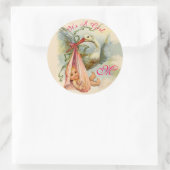 STICKER ROND MONOGRAMME DE BABY SHOWER DE STORE, (Sac)