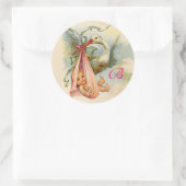 STICKER ROND MONOGRAMME DE BABY SHOWER DE STORE, (Sac)
