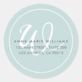 Sticker Rond Monogramme de bordure de script blanc sarcelle min (Devant)
