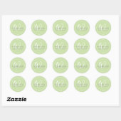 Sticker Rond Monogramme de bordure de script blanc vert minimal (Feuille)