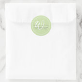 Sticker Rond Monogramme de bordure de script blanc vert minimal (Sac)