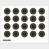 Sticker Rond Monogramme de cadre bijoux en or avec nom Roun cla (Feuille)