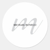 Sticker Rond Monogramme de calligraphie classique professionnel (Devant)