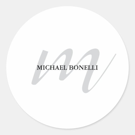 Sticker Rond Monogramme de calligraphie classique professionnel (Devant)