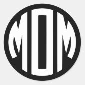 Sticker Rond Monogramme de cercle noir et blanc MAMAN (Devant)