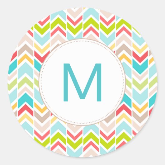 Sticker Rond monogramme de chevrons tribus ou sceau enveloppe (Devant)