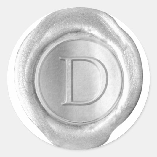 Sticker Rond Monogramme de cire - Argent - Serif D - (Devant)