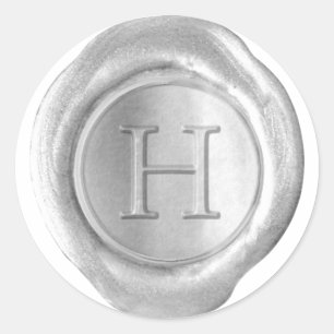 Sticker Rond Monogramme de cire - Argent - Serif H -