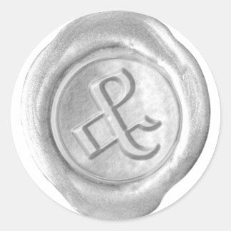 Sticker Rond Monogramme de cire - Argent - Vieil anglais & -