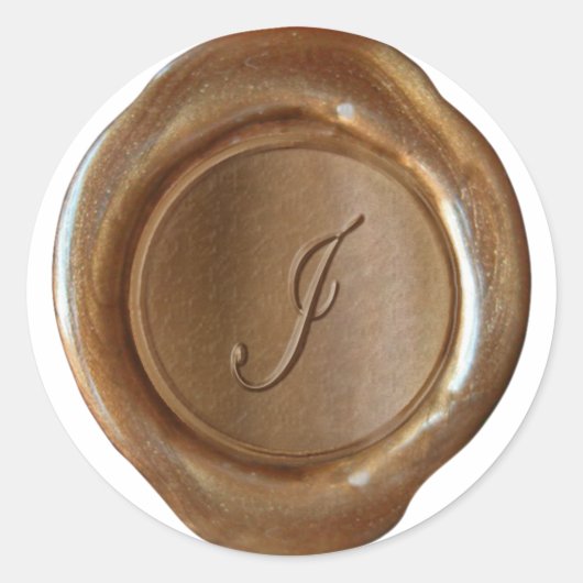 Sticker Rond Monogramme de cire - Cuivre - Script I - (Devant)