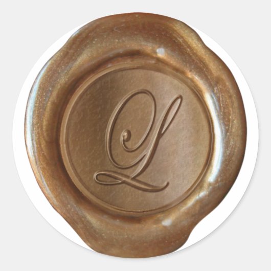 Sticker Rond Monogramme de cire - Cuivre - Script L - (Devant)
