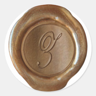 Sticker Rond Monogramme de cire - Cuivre - Script Z -